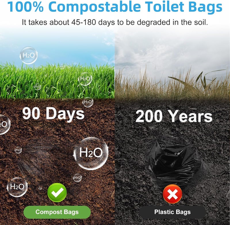 LITFP 100 Portable Toilet Bags, Drawstring Biodegradable Camping Potty Bags 8 Gallon Waste Bags for 5-8 Gallon Bucket Toilet Adults Outdoor Camping Car - Image 4